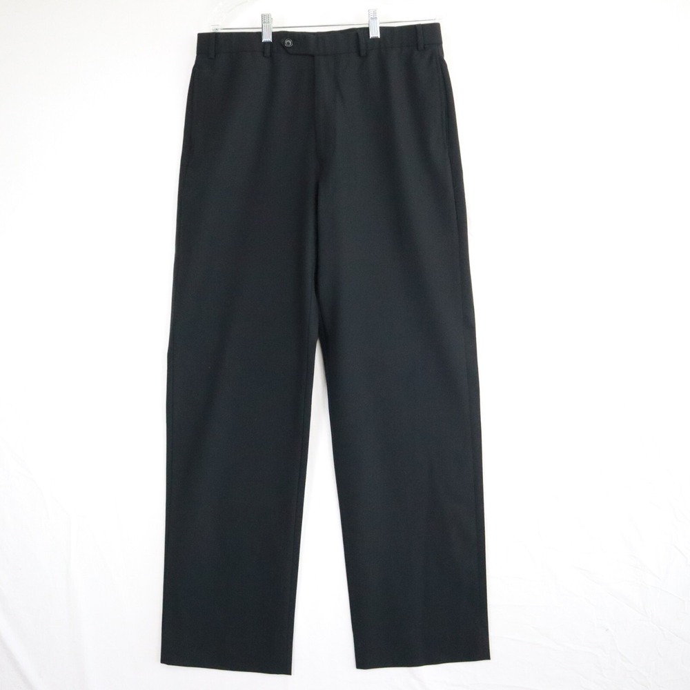 Brooks Brothers Pants Mens 35x33 346 Stretch Wool Dress Suit Flat Front Black